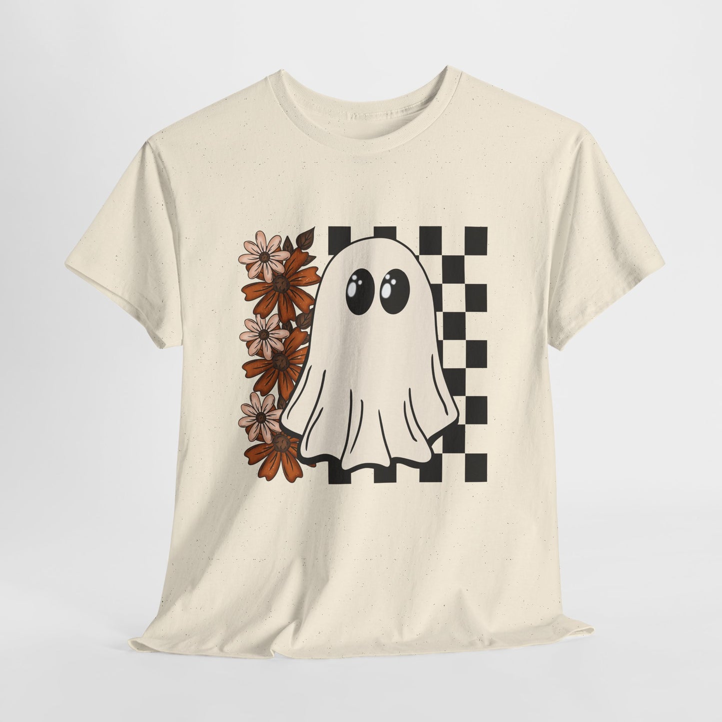 Ghostly Floral Unisex Cotton Tee, Spooky T-Shirt, Casual Wear, Halloween Costume, Gift for Teens, Flower Graphic Shirt