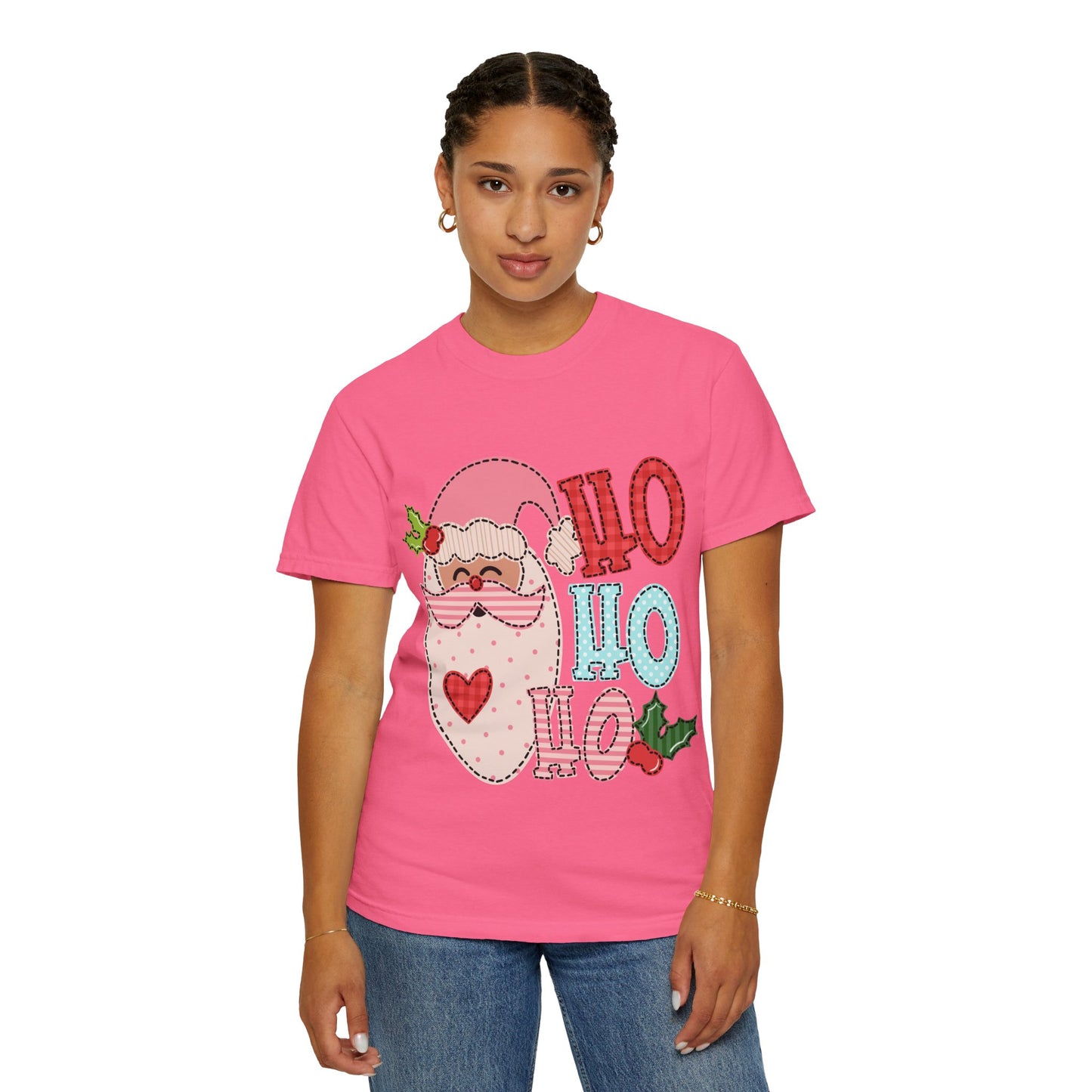 Festive Santa T-shirt | Ho Ho Ho Holiday Tee for Christmas, Unisex Gift, Casual Wear, Family Holiday Fun, Seasonal Apparel