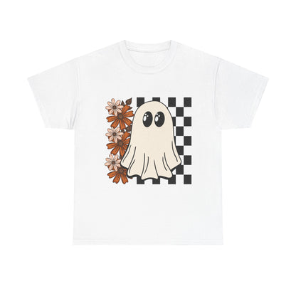 Ghostly Floral Unisex Cotton Tee, Spooky T-Shirt, Casual Wear, Halloween Costume, Gift for Teens, Flower Graphic Shirt