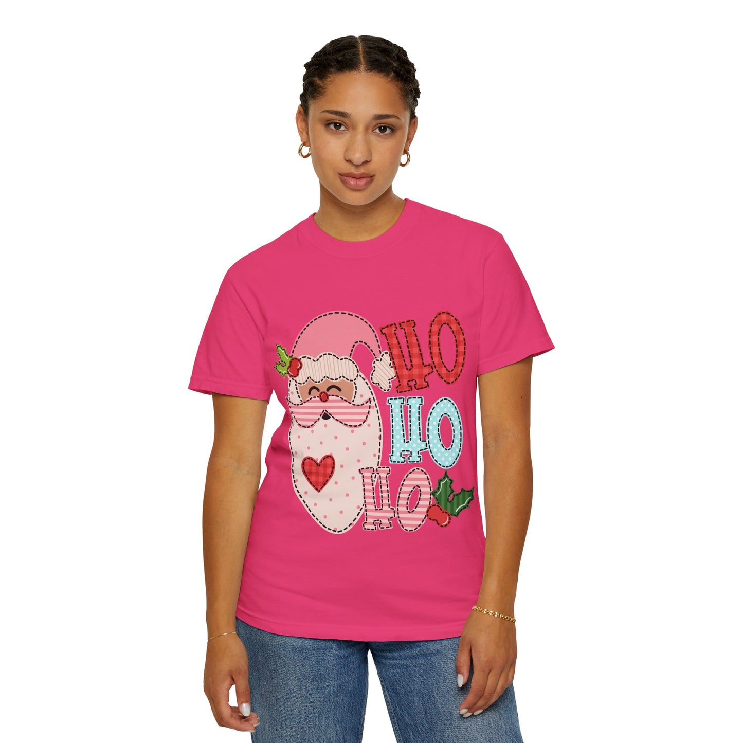 Festive Santa T-shirt | Ho Ho Ho Holiday Tee for Christmas, Unisex Gift, Casual Wear, Family Holiday Fun, Seasonal Apparel