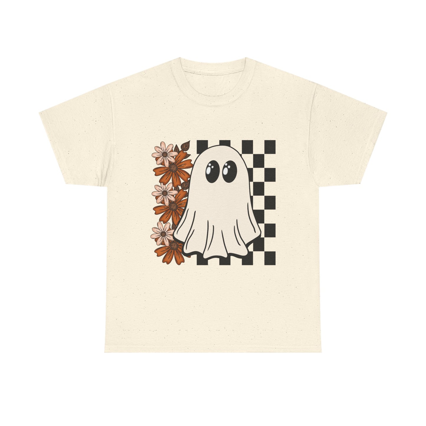 Ghostly Floral Unisex Cotton Tee, Spooky T-Shirt, Casual Wear, Halloween Costume, Gift for Teens, Flower Graphic Shirt