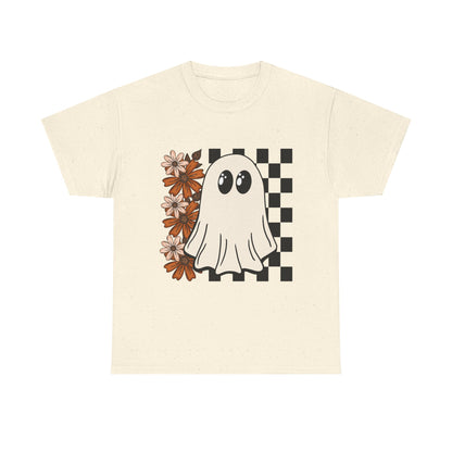 Ghostly Floral Unisex Cotton Tee, Spooky T-Shirt, Casual Wear, Halloween Costume, Gift for Teens, Flower Graphic Shirt