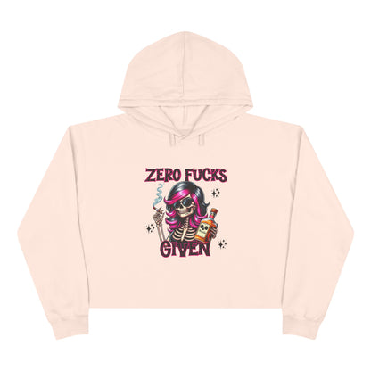 Zero F*cks Given Crop Hoodie, Casual Streetwear, Funny Gift for Friends, Halloween, Music Festivals, Unique Style