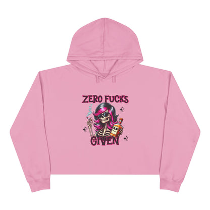 Zero F*cks Given Crop Hoodie, Casual Streetwear, Funny Gift for Friends, Halloween, Music Festivals, Unique Style