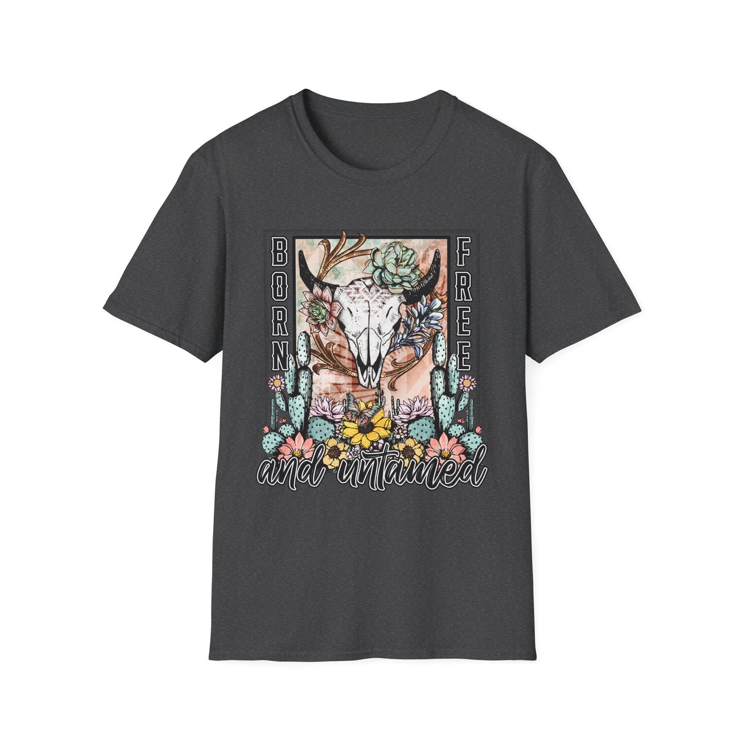 Born Free and Untamed Graphic T-Shirt, Unisex Softstyle Tee, Bohemian Clothing, Nature Lover Gift, Festival Wear, Outdoorsy Style