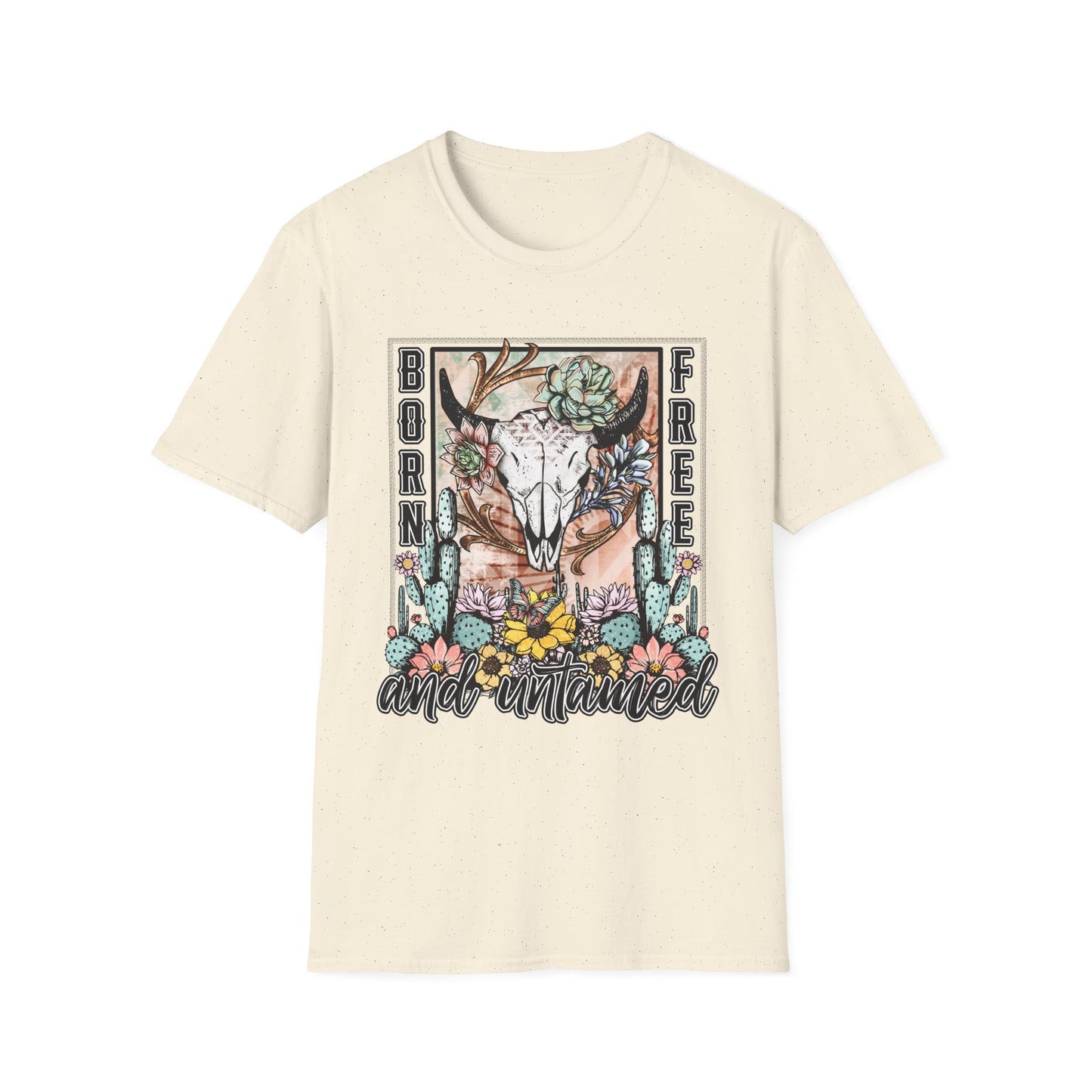 Born Free and Untamed Graphic T-Shirt, Unisex Softstyle Tee, Bohemian Clothing, Nature Lover Gift, Festival Wear, Outdoorsy Style