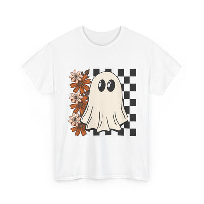Ghostly Floral Unisex Cotton Tee, Spooky T-Shirt, Casual Wear, Halloween Costume, Gift for Teens, Flower Graphic Shirt