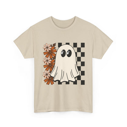 Ghostly Floral Unisex Cotton Tee, Spooky T-Shirt, Casual Wear, Halloween Costume, Gift for Teens, Flower Graphic Shirt