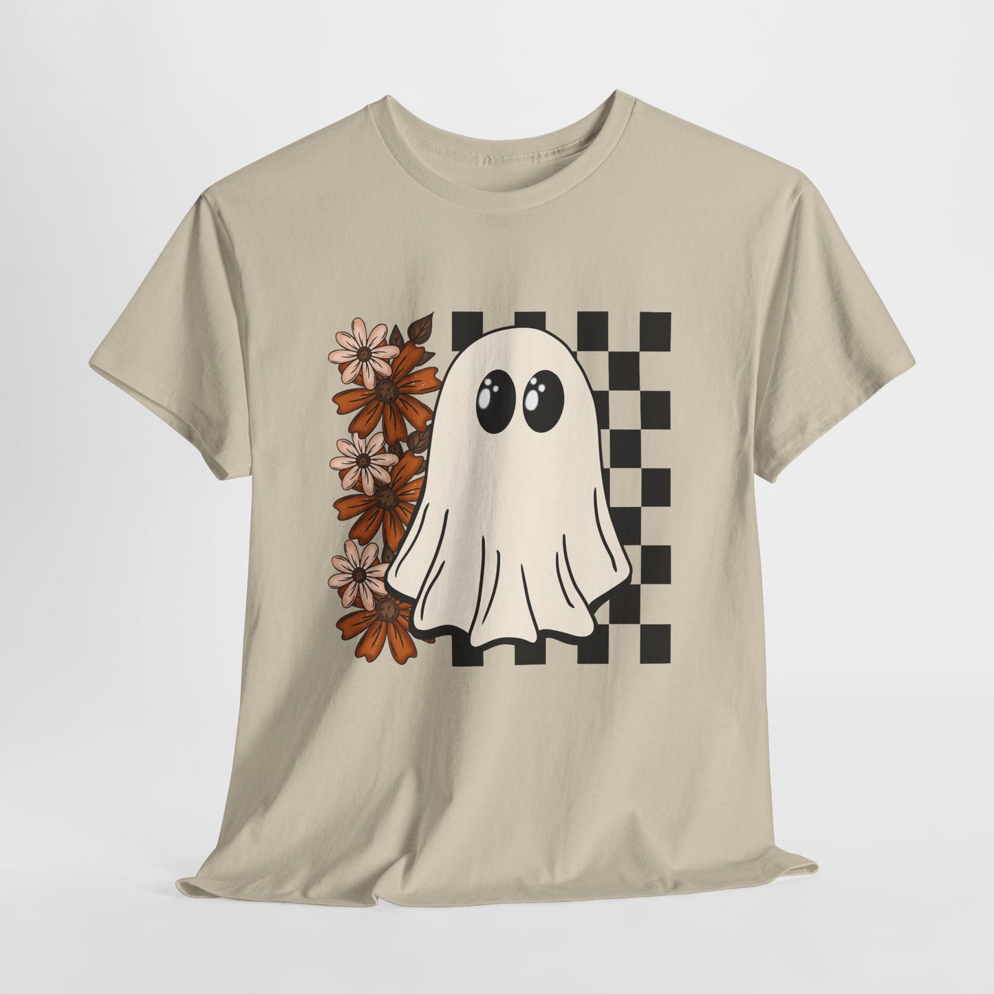 Ghostly Floral Unisex Cotton Tee, Spooky T-Shirt, Casual Wear, Halloween Costume, Gift for Teens, Flower Graphic Shirt