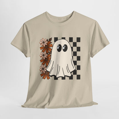 Ghostly Floral Unisex Cotton Tee, Spooky T-Shirt, Casual Wear, Halloween Costume, Gift for Teens, Flower Graphic Shirt