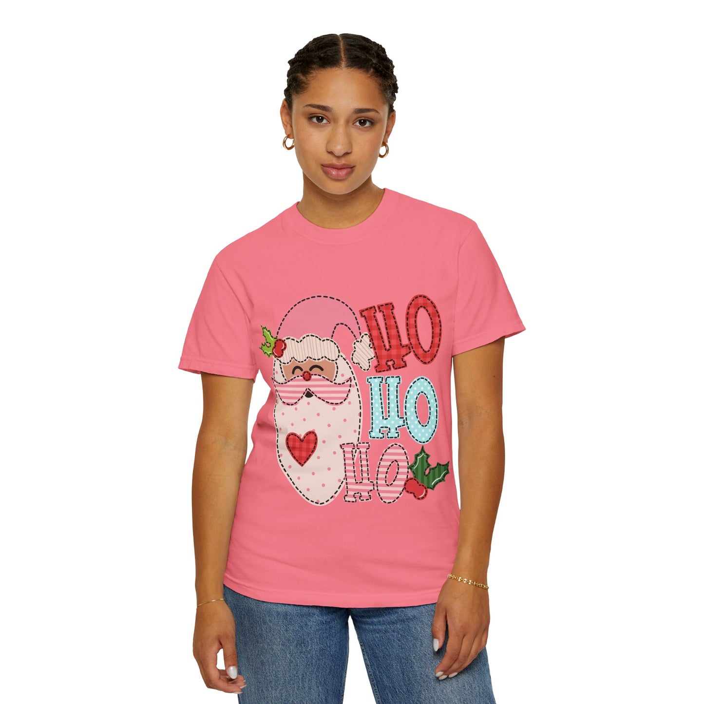 Festive Santa T-shirt | Ho Ho Ho Holiday Tee for Christmas, Unisex Gift, Casual Wear, Family Holiday Fun, Seasonal Apparel