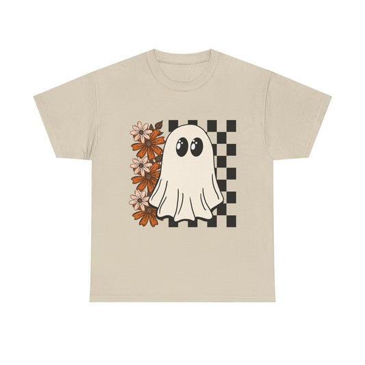 Ghostly Floral Unisex Cotton Tee, Spooky T-Shirt, Casual Wear, Halloween Costume, Gift for Teens, Flower Graphic Shirt