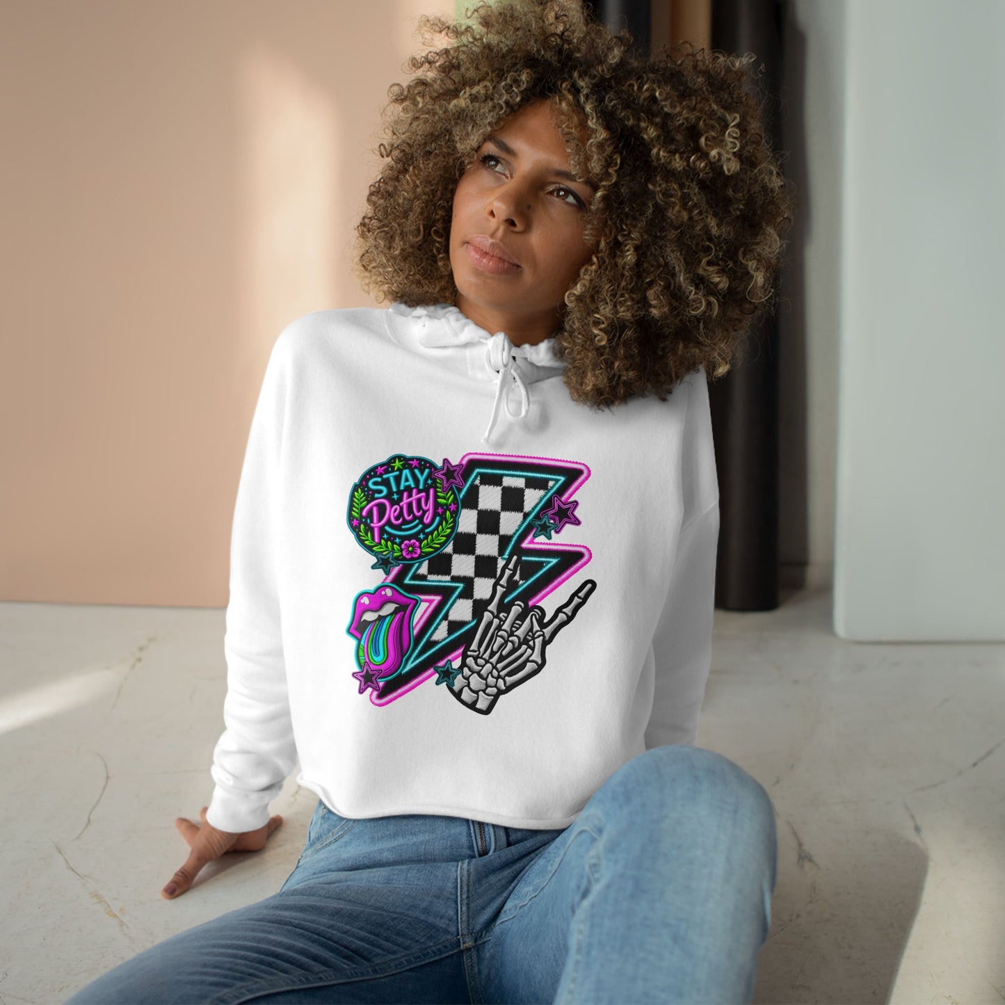 Trendy Graphic Crop Hoodie, Stay Pretty Hoodie, Edgy Winter Fashion, Casual Streetwear, Gift for Her, Cool Teen Apparel