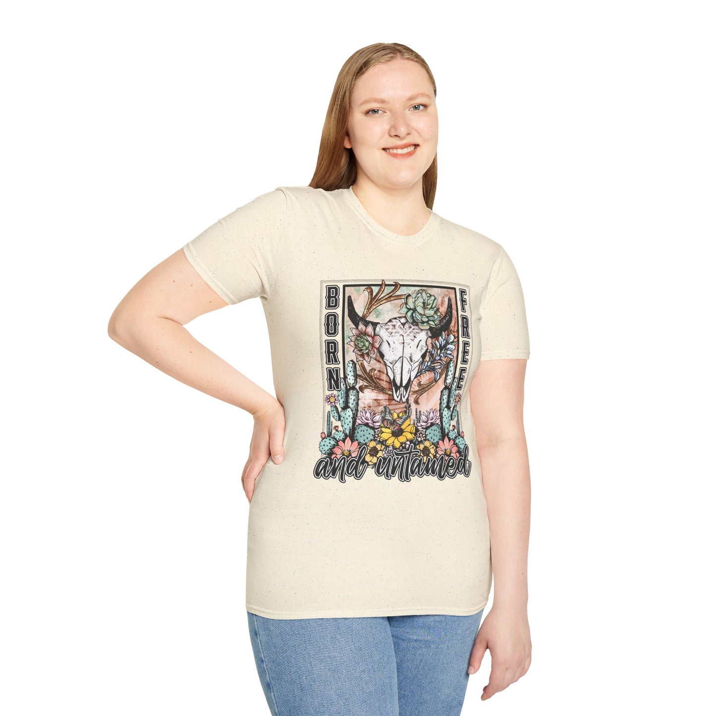 Born Free and Untamed Graphic T-Shirt, Unisex Softstyle Tee, Bohemian Clothing, Nature Lover Gift, Festival Wear, Outdoorsy Style