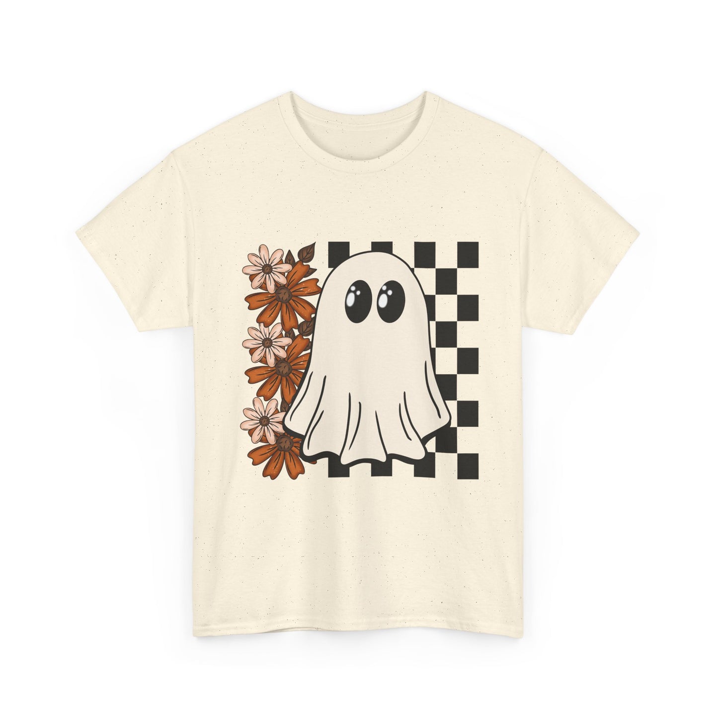 Ghostly Floral Unisex Cotton Tee, Spooky T-Shirt, Casual Wear, Halloween Costume, Gift for Teens, Flower Graphic Shirt