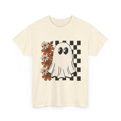Ghostly Floral Unisex Cotton Tee, Spooky T-Shirt, Casual Wear, Halloween Costume, Gift for Teens, Flower Graphic Shirt