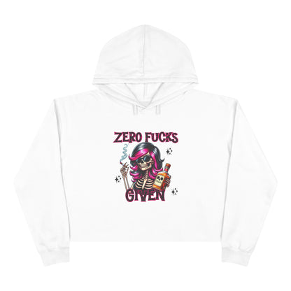 Zero F*cks Given Crop Hoodie, Casual Streetwear, Funny Gift for Friends, Halloween, Music Festivals, Unique Style