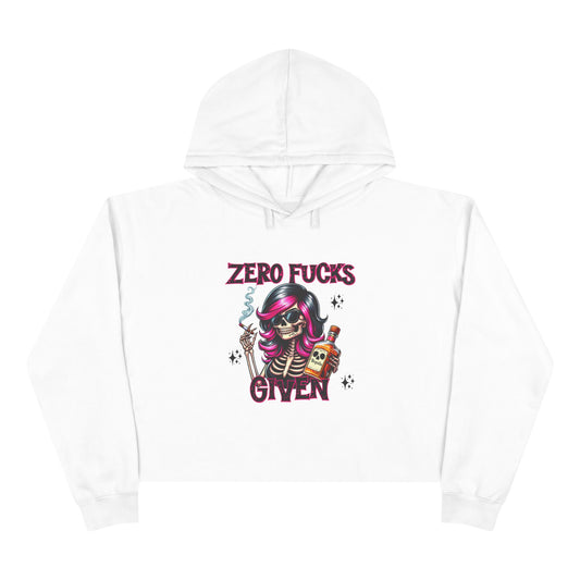 Zero F*cks Given Crop Hoodie, Casual Streetwear, Funny Gift for Friends, Halloween, Music Festivals, Unique Style