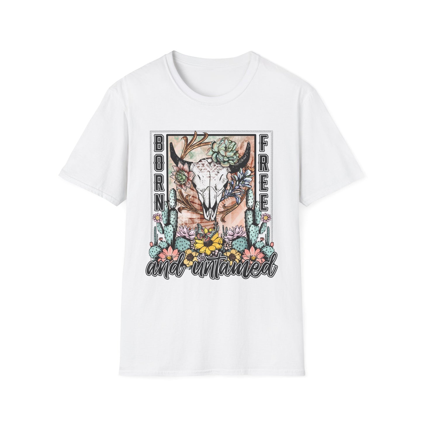 Born Free and Untamed Graphic T-Shirt, Unisex Softstyle Tee, Bohemian Clothing, Nature Lover Gift, Festival Wear, Outdoorsy Style