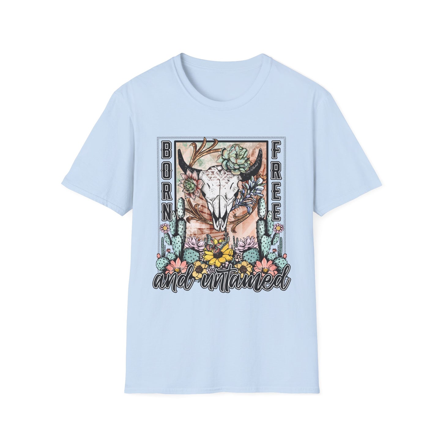 Born Free and Untamed Graphic T-Shirt, Unisex Softstyle Tee, Bohemian Clothing, Nature Lover Gift, Festival Wear, Outdoorsy Style