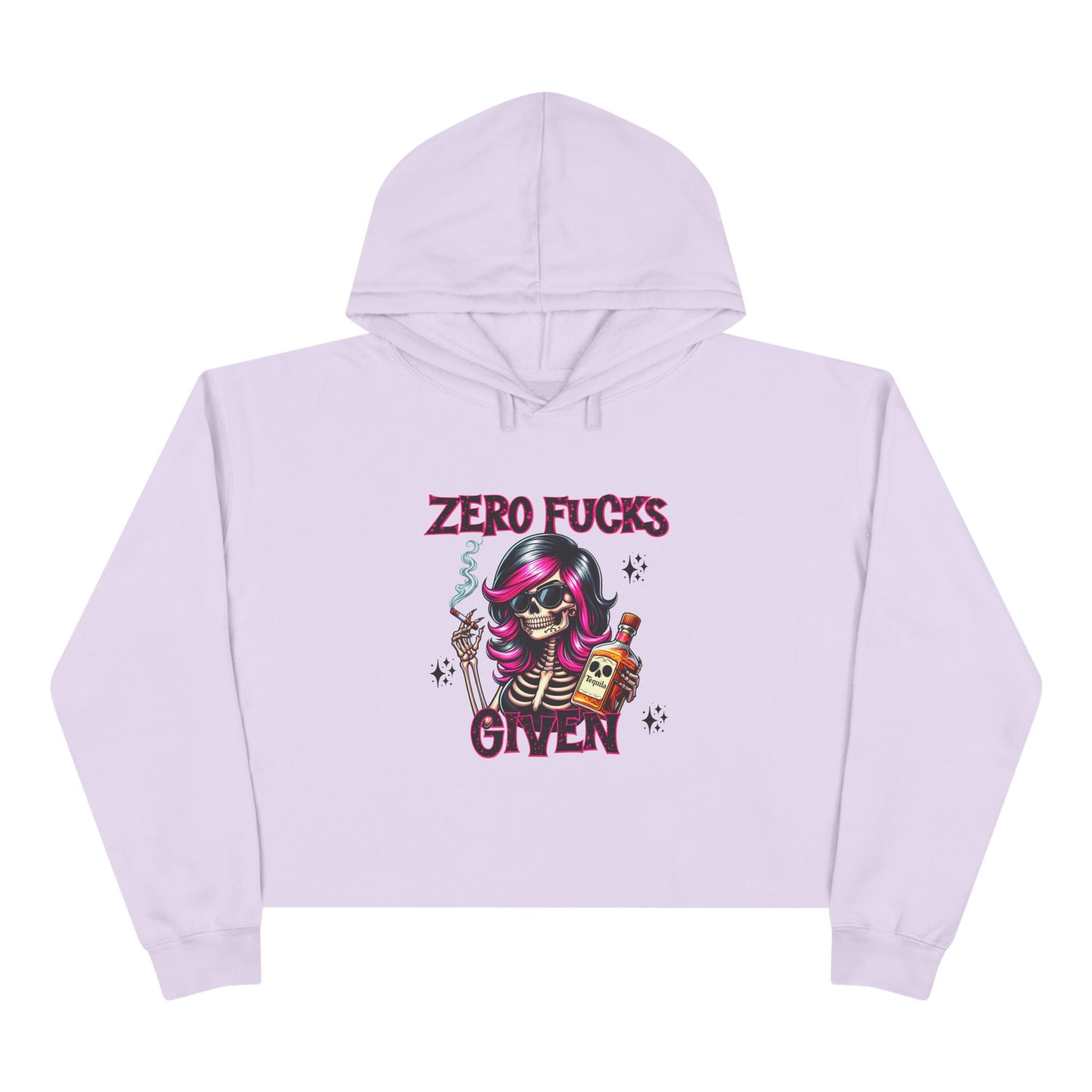 Zero F*cks Given Crop Hoodie, Casual Streetwear, Funny Gift for Friends, Halloween, Music Festivals, Unique Style