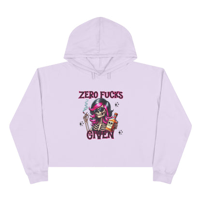 Zero F*cks Given Crop Hoodie, Casual Streetwear, Funny Gift for Friends, Halloween, Music Festivals, Unique Style